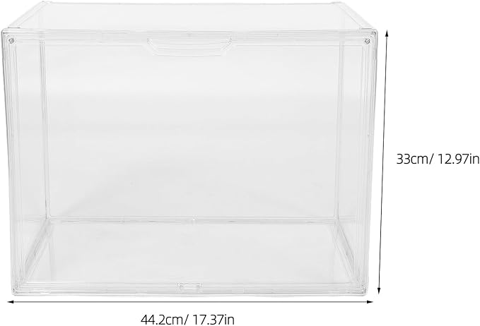 Alipis Acrylic Oversized Shoe Box 45x33x33cm, Stackable Plastic Sneaker Storage Organizer with Side-opening Door, Boot and Sneaker Storage Container for Entryway and Closet
