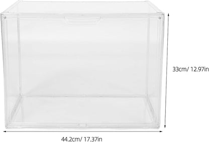 IMIKEYA Acrylic Shoe Box Organizer, Extra Large 45x33x33cm Stackable Sneaker Storage Container with Side Opening for Boot Display and Closet Organization