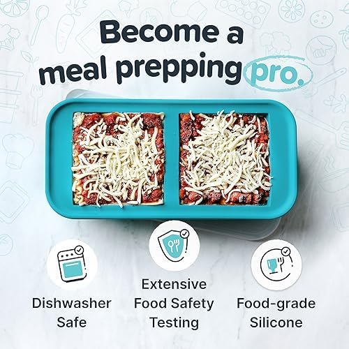 Souper Cubes 2 Cup Silicone Freezer Molds with Lids – Soup Cubes for Freezing Lasagna, Leftovers, Soups, Sauces, Casseroles, Meal Prep Meals and More – Aqua 2-Pack
