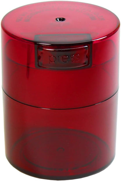 Tightvac - Premium Airtight Herb Storage Container - Holds ½ oz to 3 ounces - Keep Your Herbs and Dry Goods Fresh and Flavorful. Red Tint