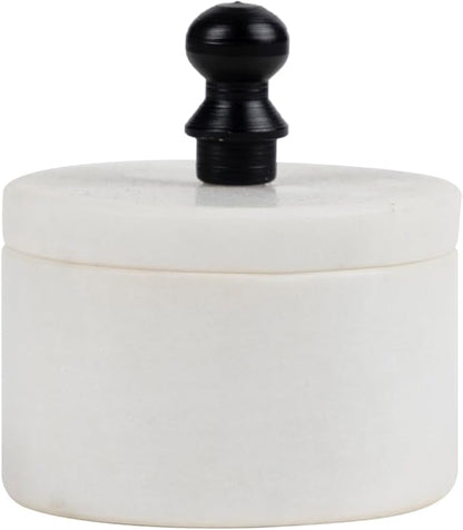 Handmade Marble Box with Metal Knob 3x3x3 - Marble Salt Cellar with Lid, Salt and Pepper Containers