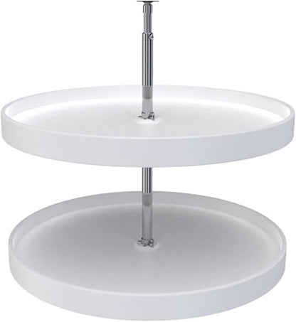 Rev-A-Shelf 28" Dual Full Circle Lazy Susan Organizer for Upper Corner Kitchen Cabinets, Plastic Home Storage 2 Tier Shelves, White, 6012-28-11-52