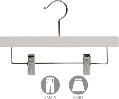 Kids White Finish Bottom Hanger with Clips in 11" Length X 5/8" Thick with Chrome Hardware, Box of 100