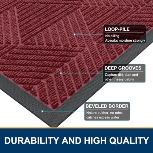 Smiry Front Door Mat Outside Entrance, Low Profile Rubber Doormat, 47x23 - Image 4