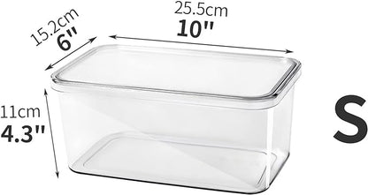 Clear Storage Bins With Lids,4 Packs Food Storage Organizer,Stackable Kitchen Cabinet,Bathroom Basket,Fridge Organization.Pantry Transparent Containers For Fruits,Drinks