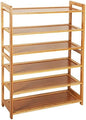 Bamboo Shoe Rack, Free Standing Shoe Rack, Wood Color Closets and Entryway Organizer Wood Color (6-Tiers)