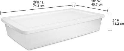 2-Pack 41 Quart Plastic Storage Bins with Lids, Clear Deep Stackable Containers, Space-Saving Organizers for Closet, Bedroom, Under Bed, and Home Storage