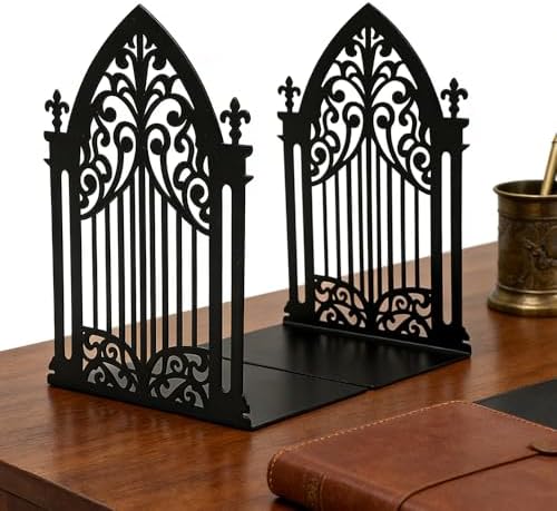 Gothic Gate Book Ends, Heavy Duty Metal Bookends for Shelves - Image 5