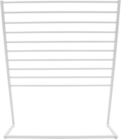 Scarf Display Stand, 10 Tier Metal Scarf Holder Organizer, Scarf Hanger Scarf Holder Scarf Organizer Belt Organizer Pants Rack Scarf Rack for Commercial Clothing Retail Store (White, 120cm)