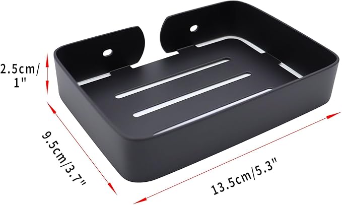 Soap Dish Stainless Steel Black Soap Dish Holder Wall Mounted Shower Soap Holder with Screws, Sturdy Soap Dish for Bar Soap Stylish Soap Dish Holder for Shower Bathroom Kitchen Sink Tub