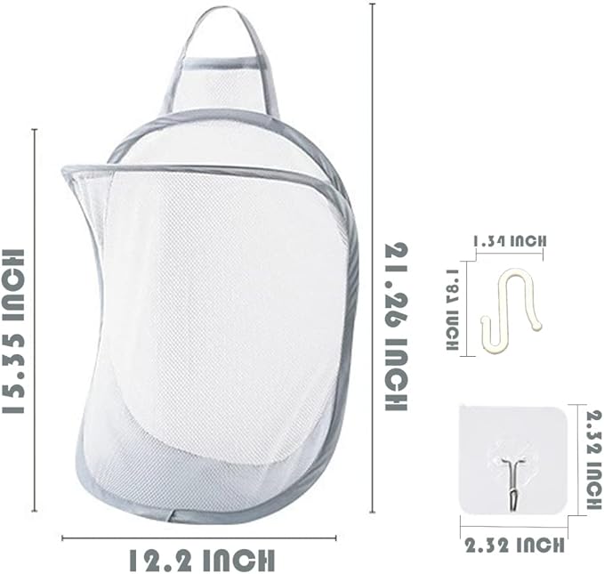 Mesh Collapsible Small Wall Laundry Baskets，Hanging Laundry Hamper，for Hotel, University Dormitory Use by HHSSALIN (1, CLASSIC)