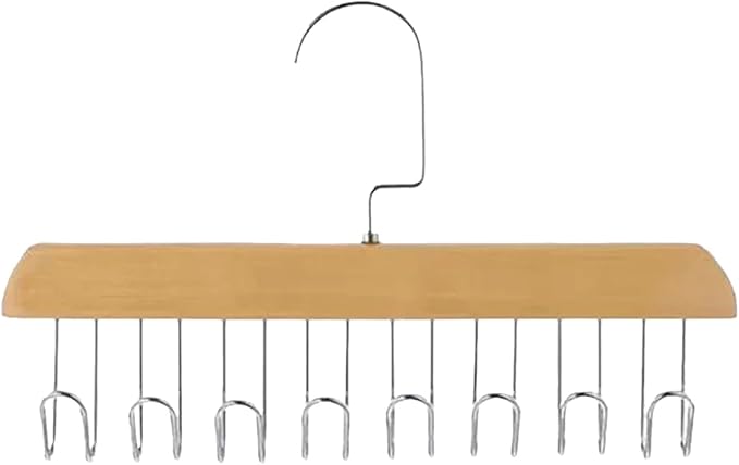 Anti Slip Multi Hook Coat Rack Storage Hangers, Wooden Belt Hanger for Closet with 8 Hooks, Anti Slip Multi Hook Coat Rack, Multifunctional Hanger with Multiple Hooks for Ties, Scarves (A, One Size)
