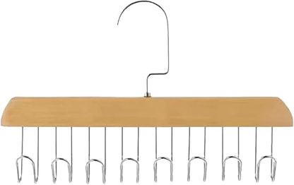 Anti Slip Multi Hook Coat Rack Storage Hangers, Wooden Belt Hanger for Closet with 8 Hooks, Anti Slip Multi Hook Coat Rack, Multifunctional Hanger with Multiple Hooks for Ties, Scarves (A, One Size)
