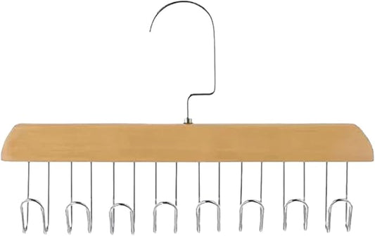 Anti Slip Multi Hook Coat Rack Storage Hangers, Wooden Belt Hanger for Closet with 8 Hooks, Anti Slip Multi Hook Coat Rack, Multifunctional Hanger with Multiple Hooks for Ties, Scarves (A, One Size)