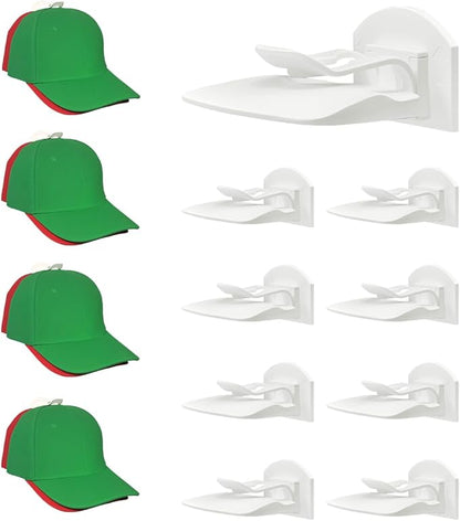 8 Pack Adhesive Hat Hooks for Wall – Strong Hold Hat Rack for Baseball Caps & Cowboy Hats, Minimalist Hat Display Organizer, Hat Hangers for Wall/Door/Closet, No Drilling, USA Patented – White