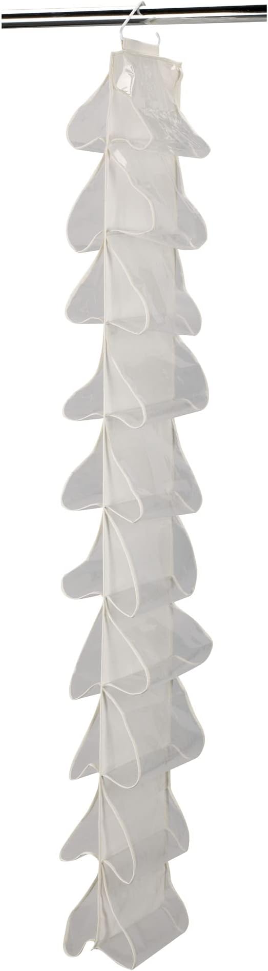 Household Essentials 20-Pocket Closet Shoe File, Durable Canvas and Plastic, Holds 10 Pairs of Shoes, Individual Storage, Single Hook System