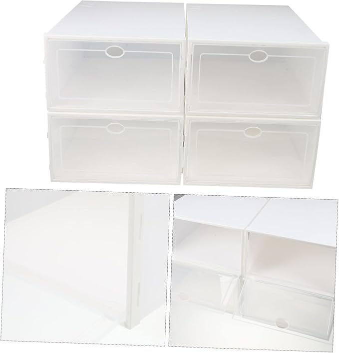 4pcs Thickened Plastic for Men Stackable and Storage for Home Organization for Shoes and Sundries