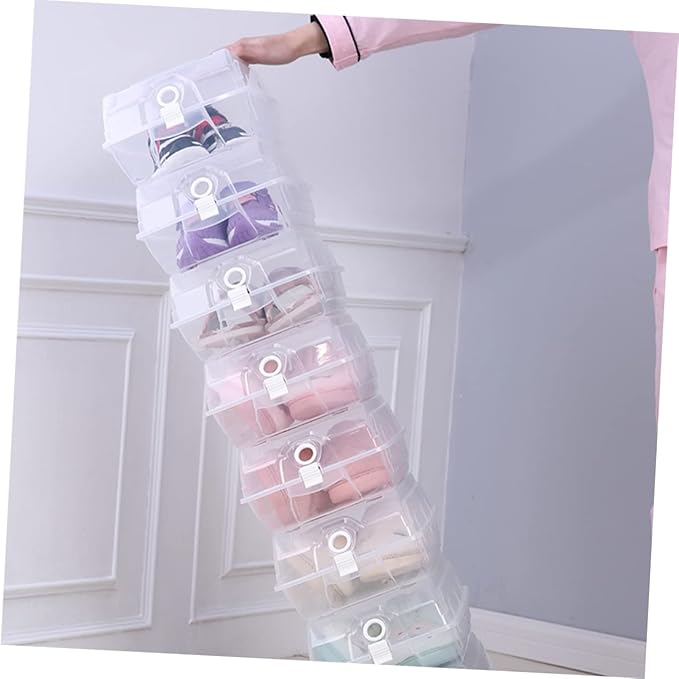 Large Transparent Shoe Storage Box Thickened Design Stackable Organizer for Men Women Dustproof Space-saving for Closet under Bed and Corners White