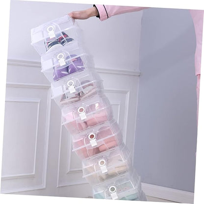 Large Transparent Shoe Storage Box Thickened Design Stackable Organizer for Men Women Dustproof Space-saving for Closet under Bed and Corners White