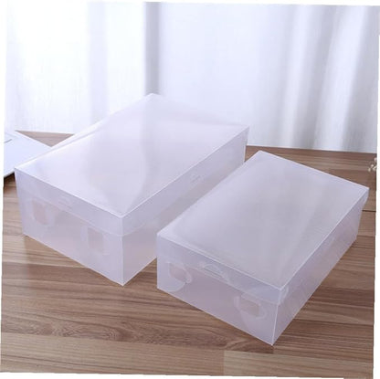 Healeved 6pcs Large Shoe Storage Boxes 33x20x12cm with Flip-top Lids White Plastic Shoe Organizer for Home Dustproof Closet Storage