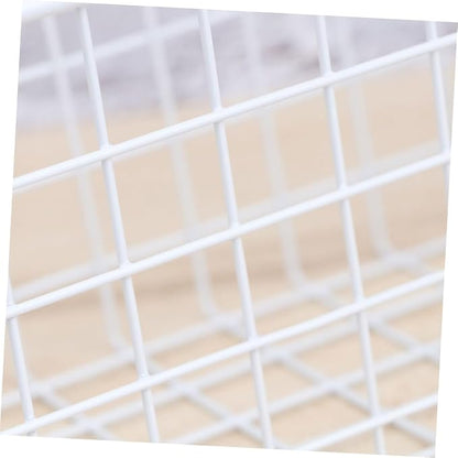 PRETYZOOM Over Cabinet Door Hanging Basket Organizer Rust White Storage Rack with Ventilated Hollow Design for Kitchen Bathroom Office Cabinet Doors Easy Installation and Removal
