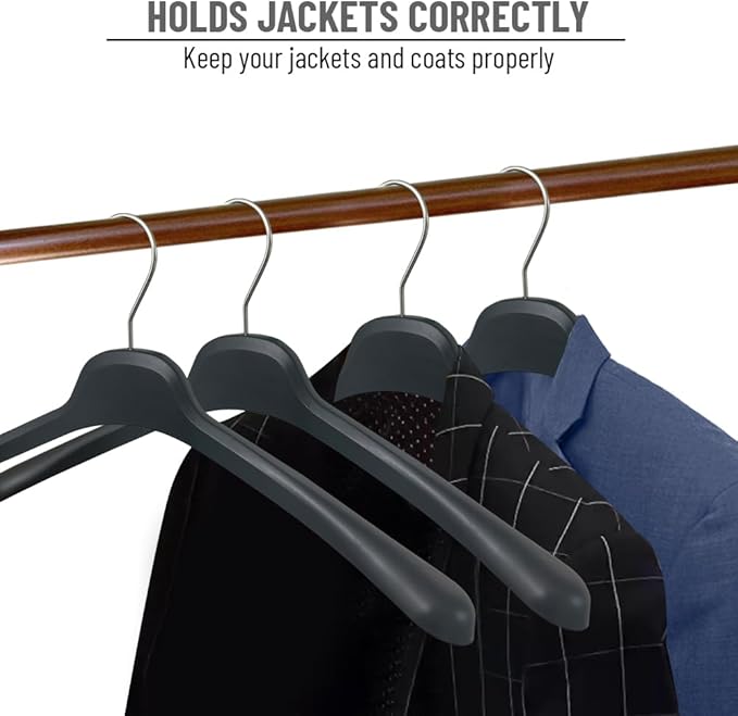 All Hung Up Hangers Plastic Coat Hangers, Clothes Hangers, (Black, 12pk)