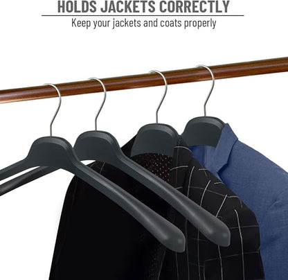 All Hung Up Hangers Plastic Coat Hangers, Clothes Hangers, (Black, 12pk)