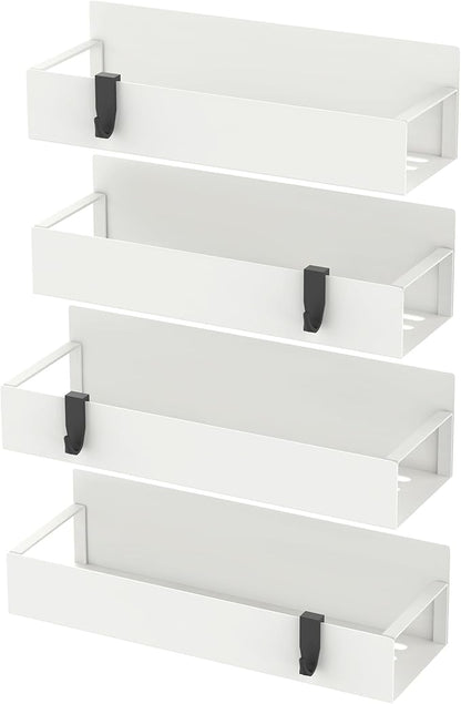 HuggieGems 4 Pack Magnetic Spice Storage Rack Organizer for Refrigerator and Oven, Cream White Fridge Organizers and Storage