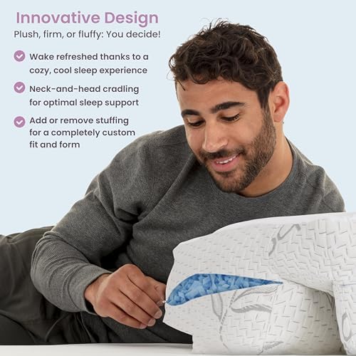 Wife Pillow - Cooling Shredded Memory Foam, 1 LBS Extra Bag of Stuffing, Premium Ice Gel Infused Blended with Siliconized Fiberfill. Customize Your Comfort & Support. Filling: Medium - Firm - Image 6