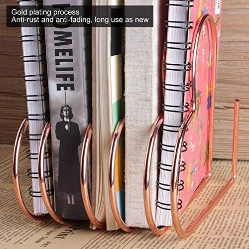 Metal Bookends - Heart Shaped Telescopic Decorative Bookends Book Shelf Files Folder Stand Desktop Book Organizer Storage Rack Book Stand for Home Office Bedroom Library(Rose Gold) - Image 4