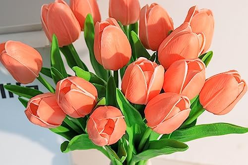 SITUMEIZI Fake Tulips 15pcs Real Touch PU Artificial Flower Champagne - Image 3