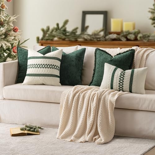 MIULEE Decorative Lumbar Throw Pillow Covers 12x20 Inch Dark Green 2 Pack - Image 5