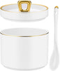 NiHome Seasoning Jar Set with Spoon and Lid, Ceramic Spice Container for Salt Pepper Sugar and Herbs, Nonstick Interior, Stable Anti-Slip Bottom, Countertop Storage for Kitchen or Tabletop