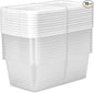 10‑Pack 6‑Quart Clear Plastic Storage Boxes with Snap‑On Lid – Durable Stackable Storage Bins for Home, Garage, Closet Organization, White Lid & Clear Body
