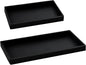 2PCS(7.87” L and 11.8” L) Silicone Soap Dispenser Tray, Kitchen soap Caddy countertop, Toilet, Black Tray for Scrubber, Lotion Bottles, Perfume, Jewelry, Candle, Key Trinket Ring-Black