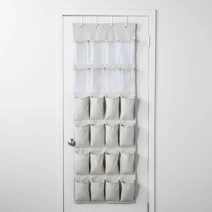 for Over The Door 24 Pocket Mesh Shoe Organizer: Hanging Shoe, Holds 24 Pairs