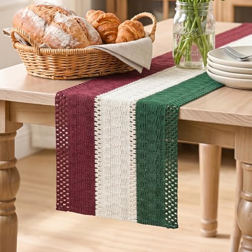 Artoid Mode Green Beige Red Farmhouse Rustic Table Runner 12x60 Inch by ArtoidMode