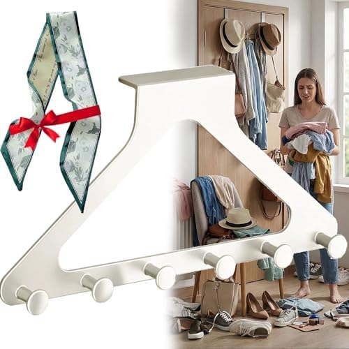 Over-the-Door Hanger Rack - Over-the-Door Hanger Organizer for Coat Hat Scarf Towels,No-Drill Heavy Duty Storage Organizer for Bedroom, Bathroom, and Entryway