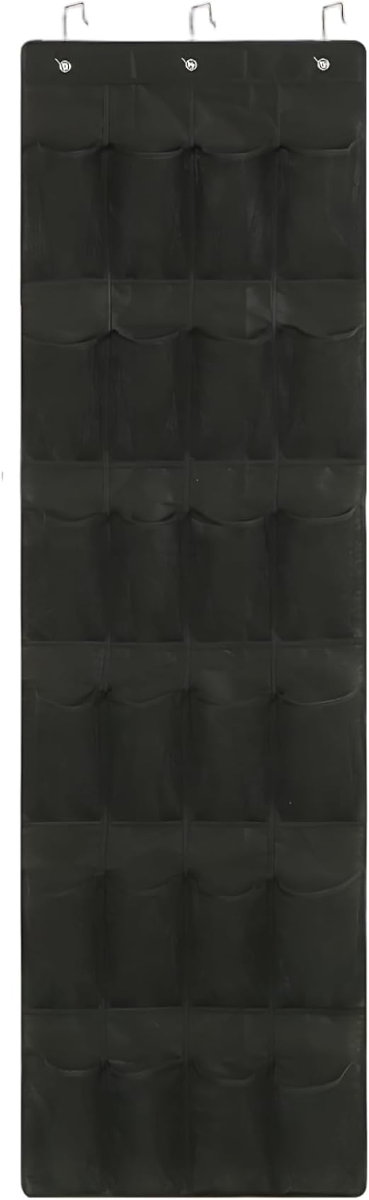 Shoe Hanger for Door, 24 Mesh Pocket Over the Door Organizer, Space Saving Hanging Storage Holder (64x19 Inch, Black)