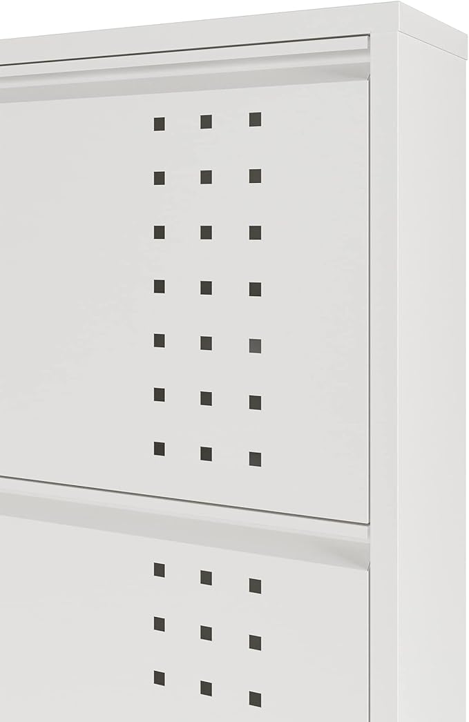 CEHA 4 Tier Metal Shoe Cabinet with Cover, Durable Shoe Storage Organizer for Entryway, Space Saving Shoe Shelf Closet with Front Ventilation Holes, 5.91" x 53.5" x 19.68", White