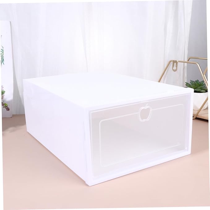 UKCOCO 6pcs Thickened Transparent Shoe Organizer Boxes for Entryway Stackable Sneaker Display Cases with PP Material Drawer Style Storage for High Heels Boots Slippers and Accessories