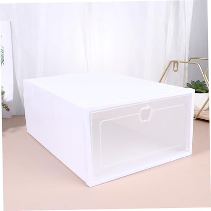 UKCOCO 6pcs Thickened Transparent Shoe Organizer Boxes for Entryway Stackable Sneaker Display Cases with PP Material Drawer Style Storage for High Heels Boots Slippers and Accessories