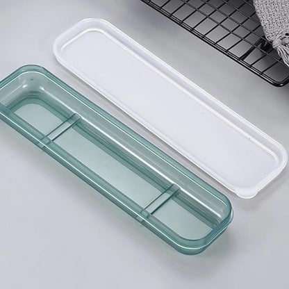 4 Pack Travel Utensil Holder Carrying Case with Slot Stand Storage Box Organizer for Outdoor Reusable Tableware Kit Portable Flatware Cutlery Set Camping Knife Fork Spoon Chopsticks Utensils