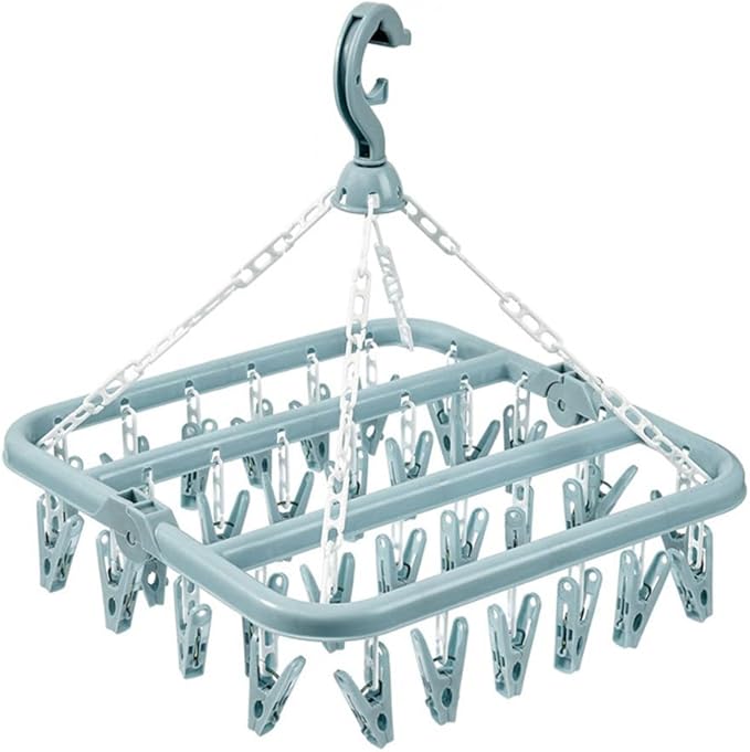 Hanger Socks Organizer with 32 Clips Clothes Drying Rack Closet Organizers and Storage Hangers Space Saving Multi-Function Clothes Hangers for Drying Towel, Bras, Sock,Lingerie, Small Clothes