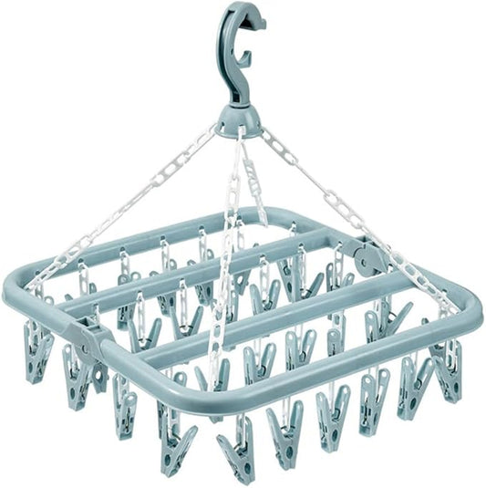 Hanger Socks Organizer with 32 Clips Clothes Drying Rack Closet Organizers and Storage Hangers Space Saving Multi-Function Clothes Hangers for Drying Towel, Bras, Sock,Lingerie, Small Clothes