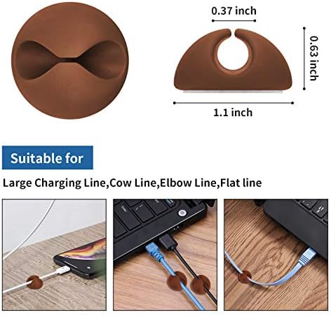 CHEFBEE 8 Pack Adhesive Cable Clips Cord Organizer for Desk, Coffee - Image 2