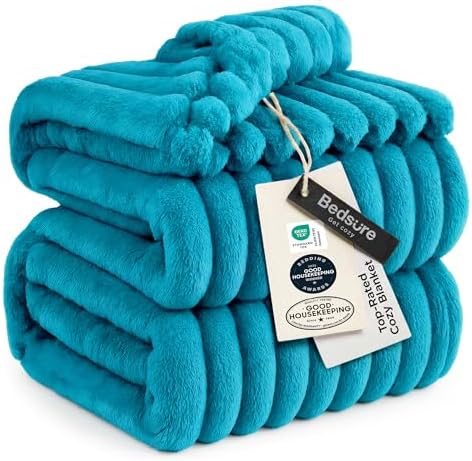 Bedsure Soft Full Size Fleece Blankets for Bed Teal 84"x90" by BEDSURE