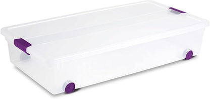 Sterilite 8-Pack 60 Quart ClearView Latch Box, Wheeled Underbed Organizer Bins with Latching Lids - Clear Plastic Organization Containers for Closet, Bedroom, Shelving Units and Everyday Home Storage