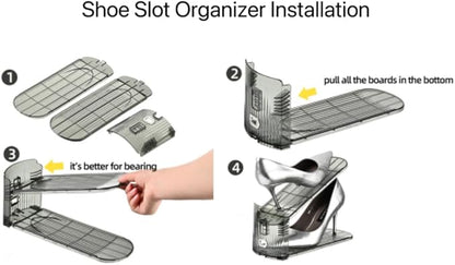 Shoe Slots Organizer, Clear Shoe Stacker, Adjustable Level Shoe Rack,Storage Space Saver for Sneakers Display (Grey Transparent, 10Pack)