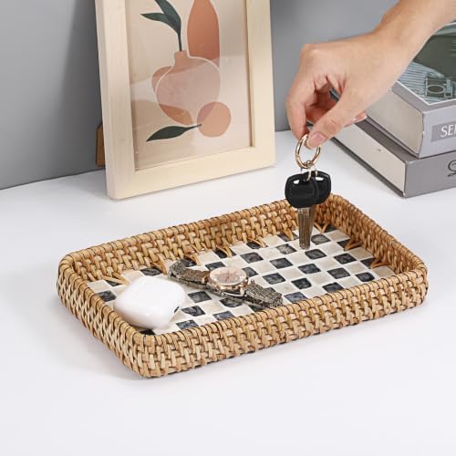 Key Basket for Entryway Table, Rattan Remote Tray for Coffee Table - Image 5